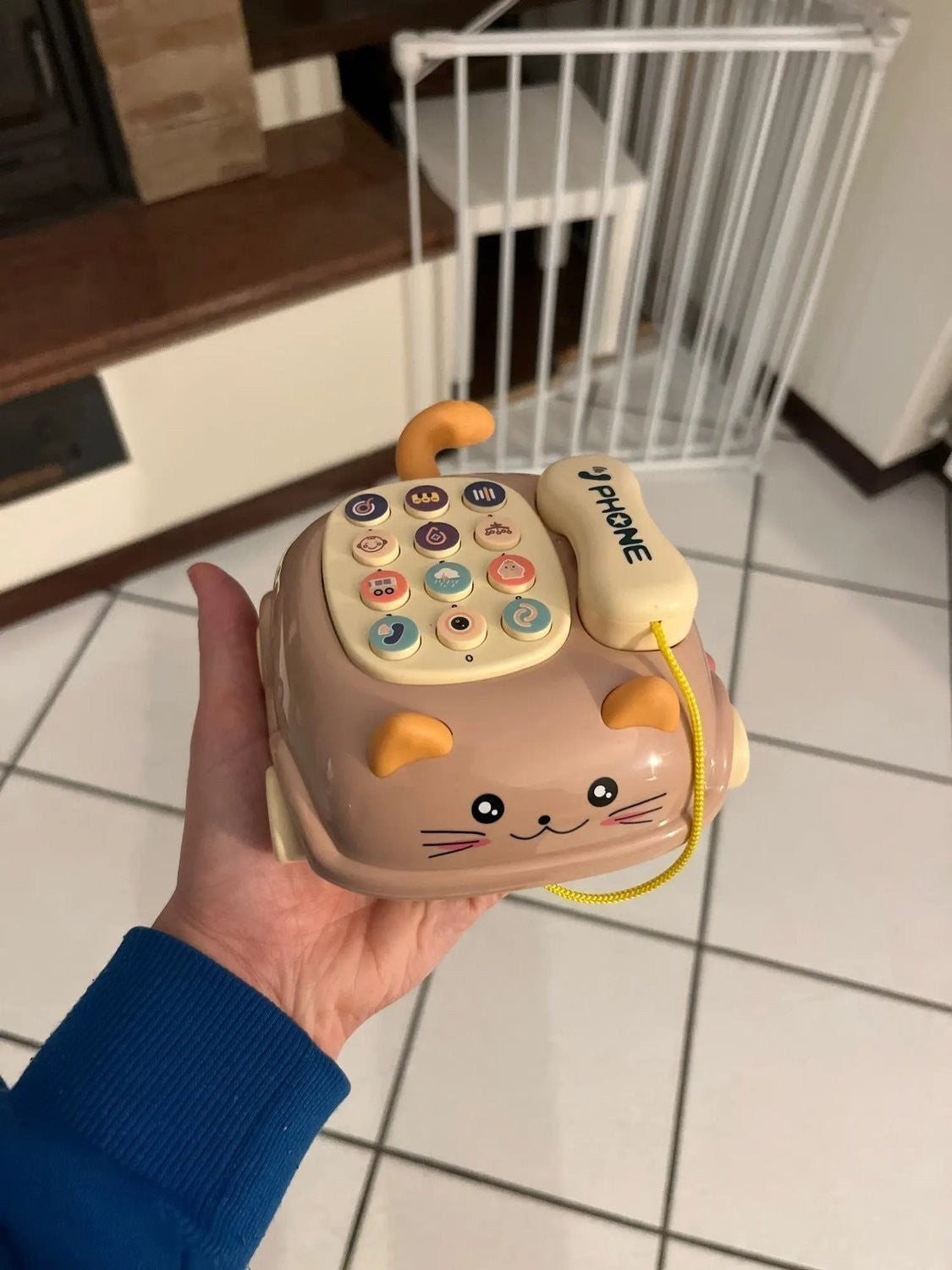 3-in-1 Musical Phone Toy with Mini Piano, Pull-Along Cat Car and Toy Phone, Safe for Ages 1+