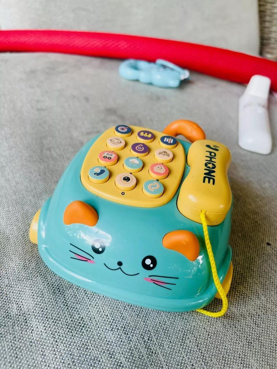3-in-1 Musical Phone Toy with Mini Piano, Pull-Along Cat Car and Toy Phone, Safe for Ages 1+