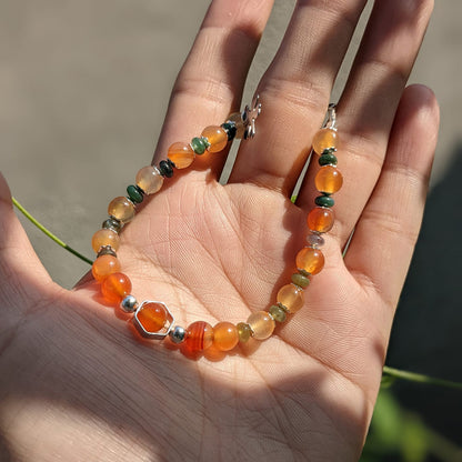 Agate Bracelet And Four-Leaf Clover Charm