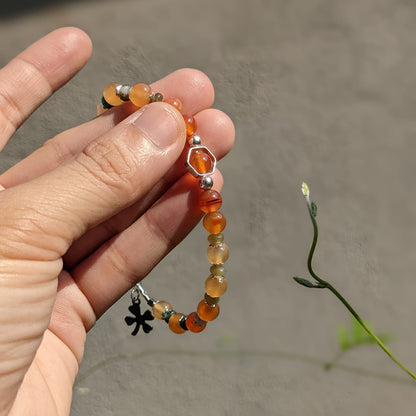 Agate Bracelet And Four-Leaf Clover Charm