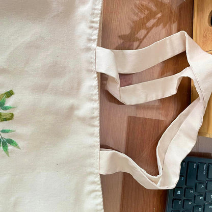 Canvas Bag Embroidered With Panda Pattern