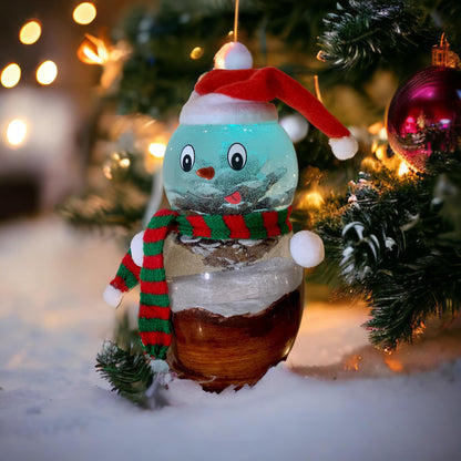 Epoxy Snowman Lamp Combines Natural Wood With Led Lights