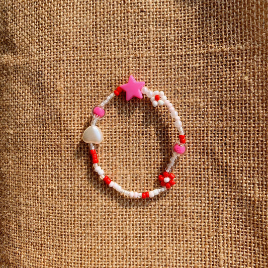Beaded Bracelet With Heart And Star Motif