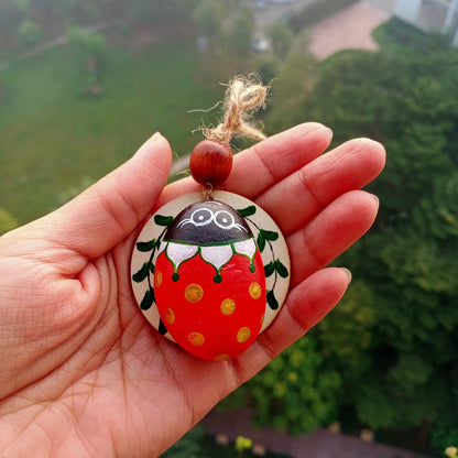 Insect-Painted Pebble Keychain