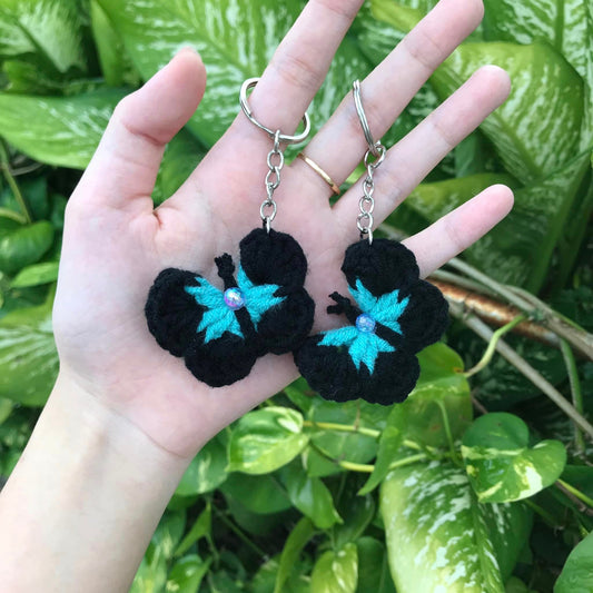 Butterfly-Shaped Keychain Made Of Crochet Wool