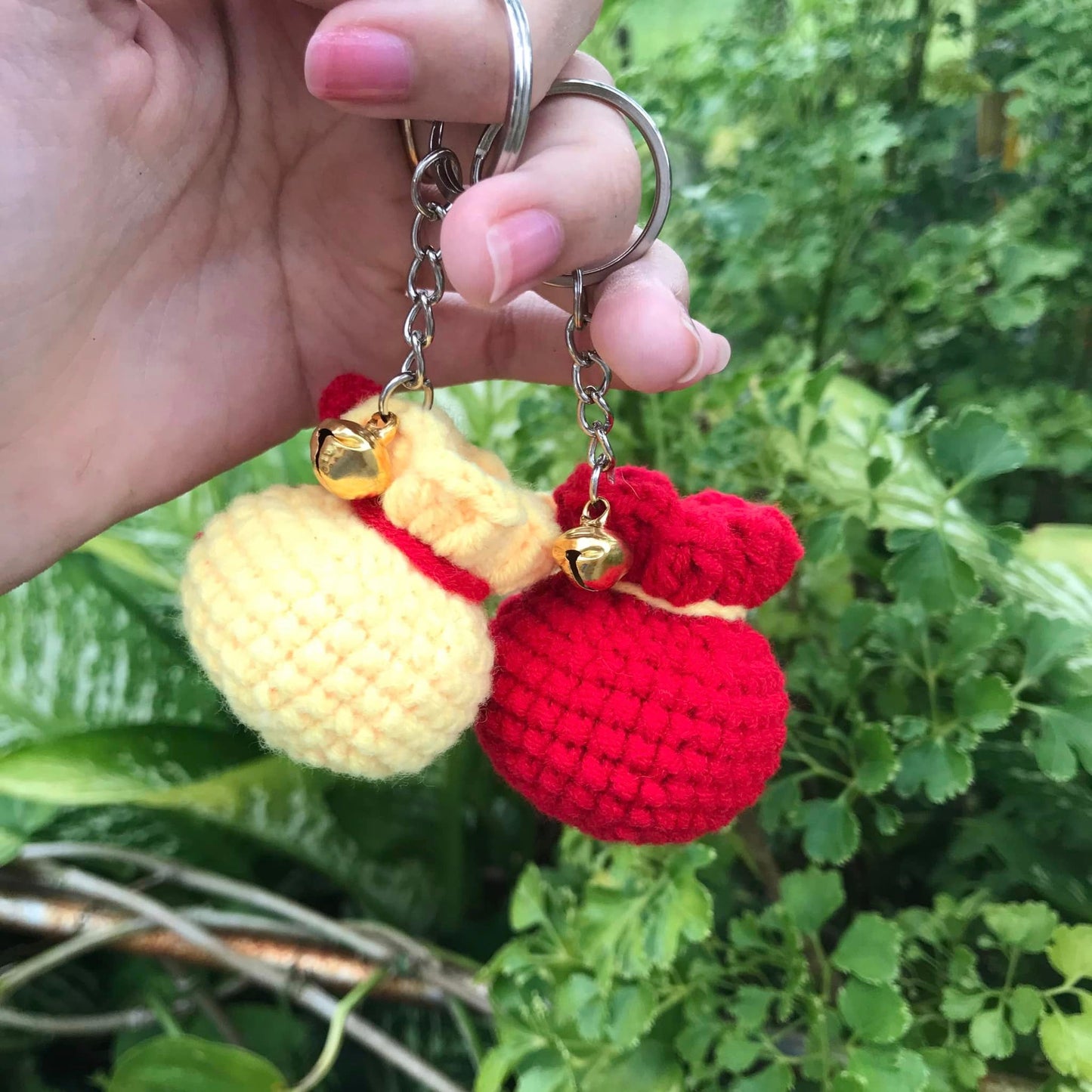 Mini Money Bag Keychain Made Of Crochet Wool