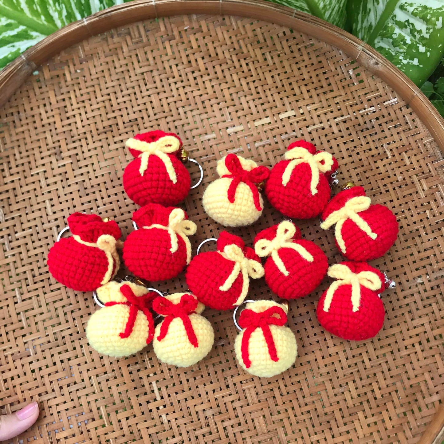Mini Money Bag Keychain Made Of Crochet Wool