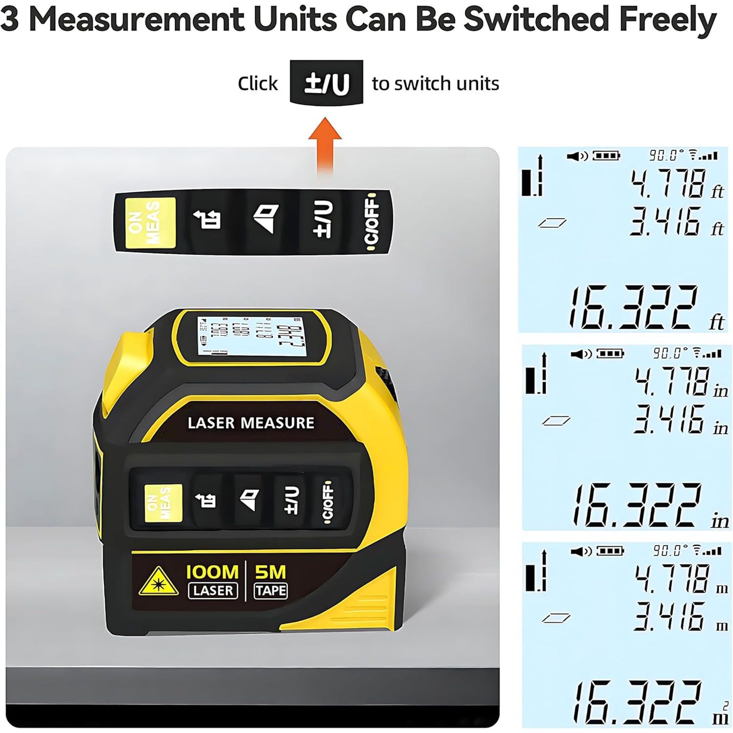 5-in-1 Digital Bluetooth Laser Tape Measure – Smart Electronic Measuring Tool with App Sync