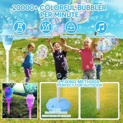 Automatic Outdoor Bubble Maker with LED Lights, Built-in Rechargeable Battery, Safe for Ages 3+