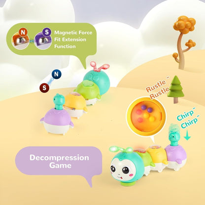 Baby Crawling Caterpillar Toy with Sound, Lights, Obstacle Avoidance, Safe for 6 Months+