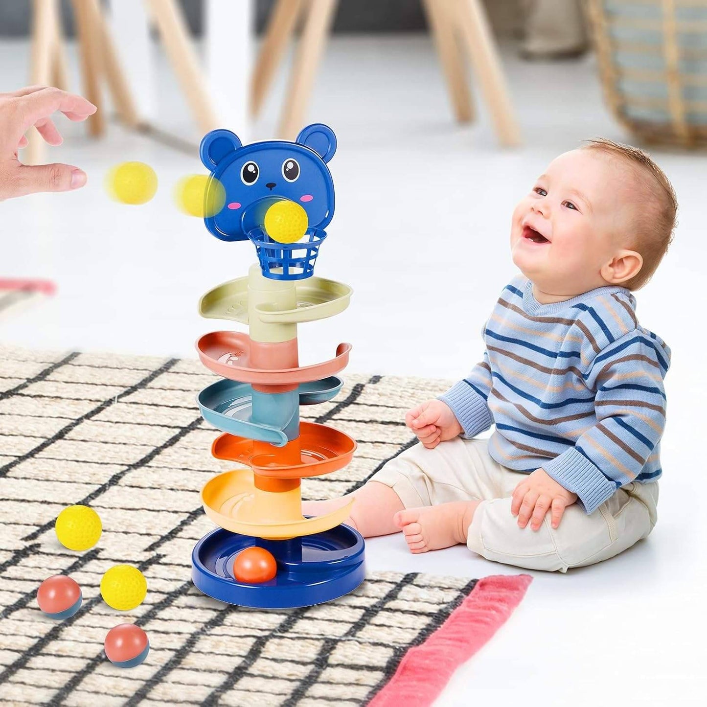 Ball Drop Toy with Multi-Layer Options and Non-Toxic Design, Safe for Ages 1+.