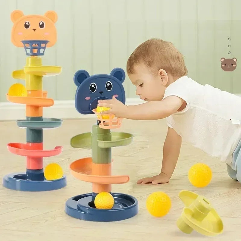 Ball Drop Toy with Multi-Layer Options and Non-Toxic Design, Safe for Ages 1+.
