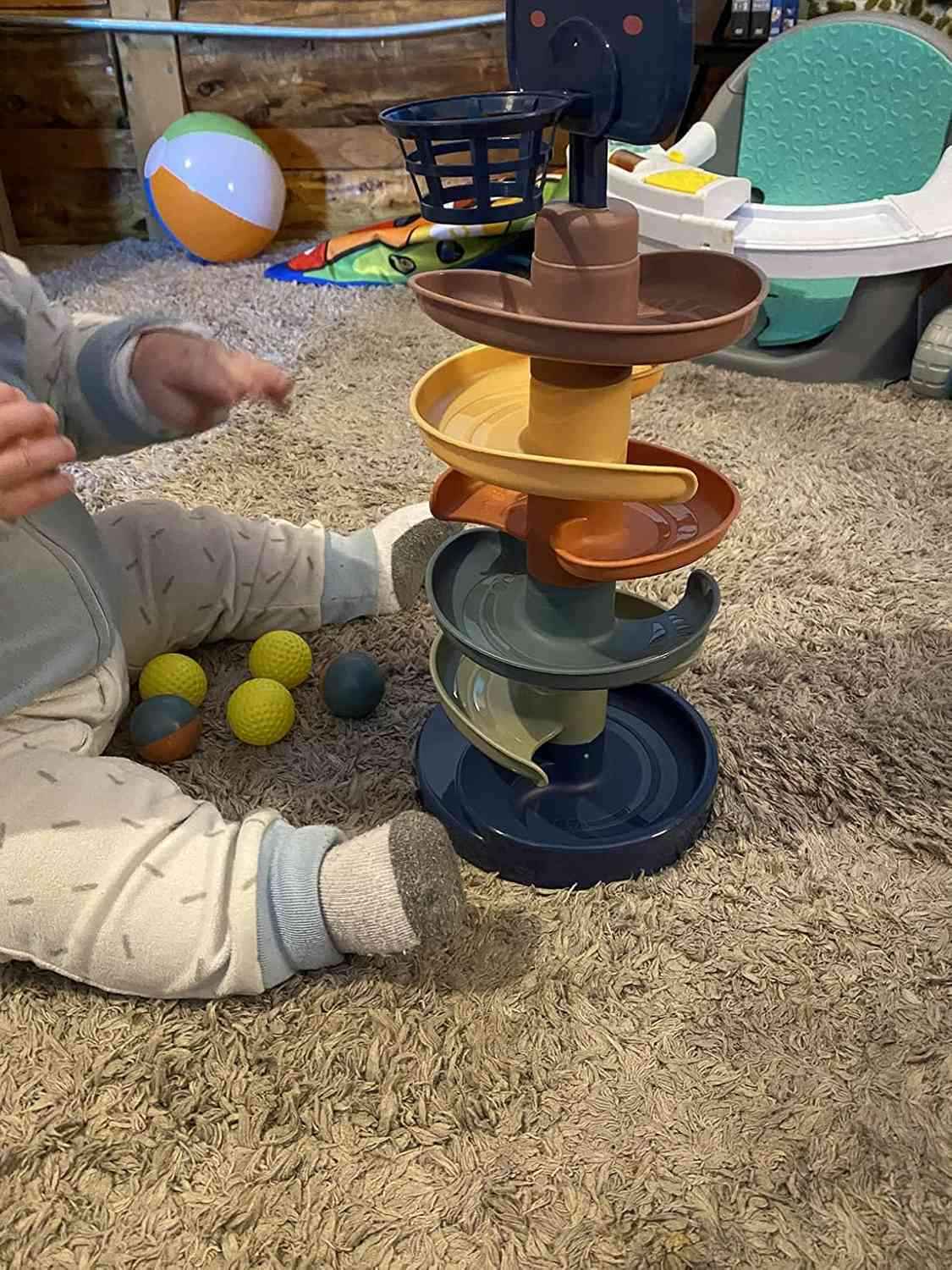 Ball Drop Toy with Multi-Layer Options and Non-Toxic Design, Safe for Ages 1+.