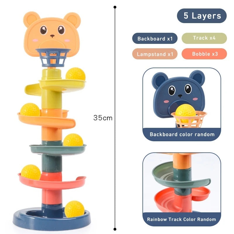 Ball Drop Toy with Multi-Layer Options and Non-Toxic Design, Safe for Ages 1+.
