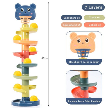 Ball Drop Toy with Multi-Layer Options and Non-Toxic Design, Safe for Ages 1+.