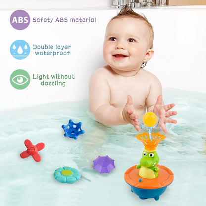 Bath Toy, Crocodile Water Spray with LED Lights, Multiple Spray Nozzles, Safe for Ages 3+