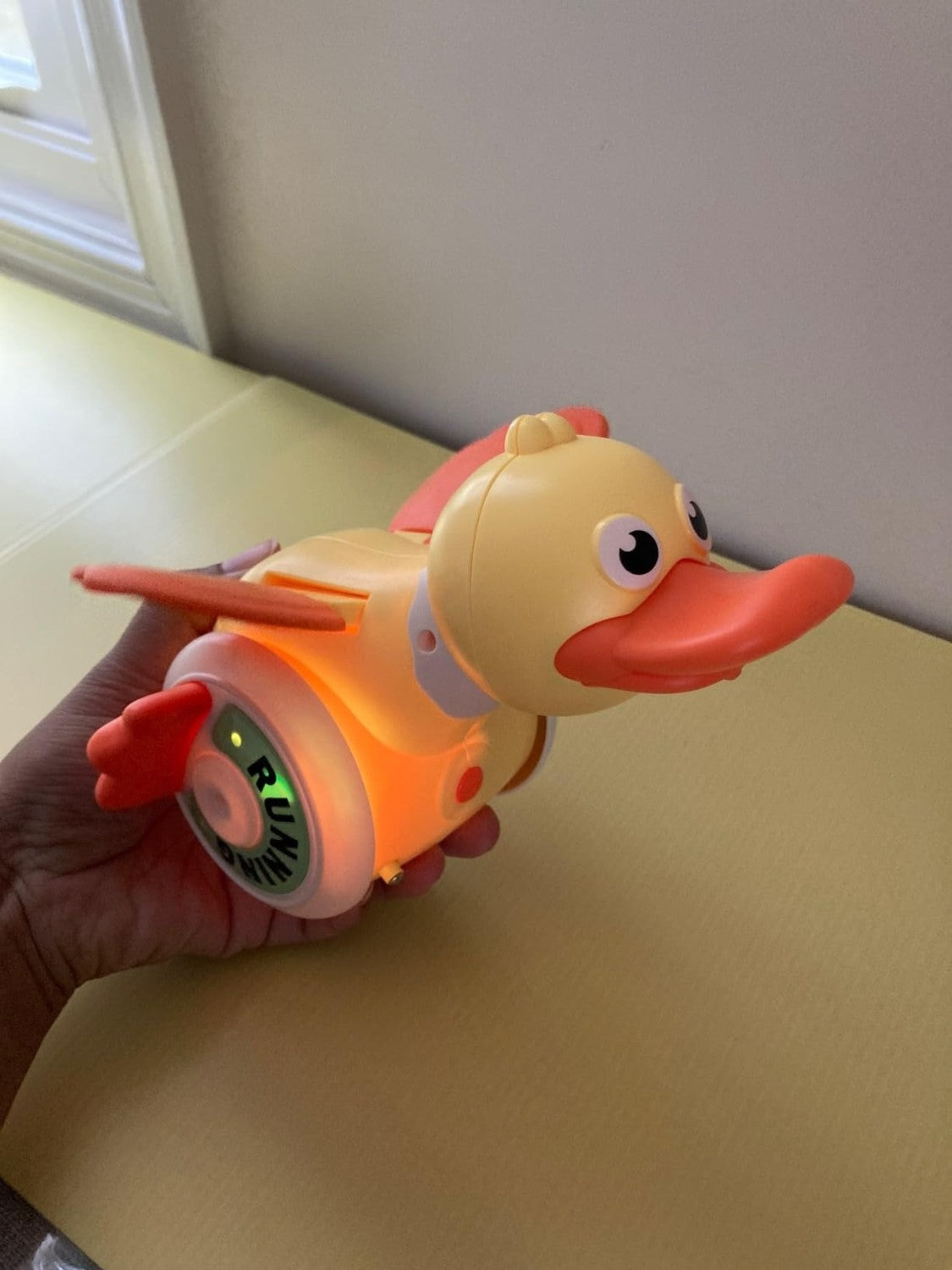 Crawling Baby with Musical Duck, Auto Obstacle Avoidance, RGB Lights, 360° Spinning, Safe for Ages 1+