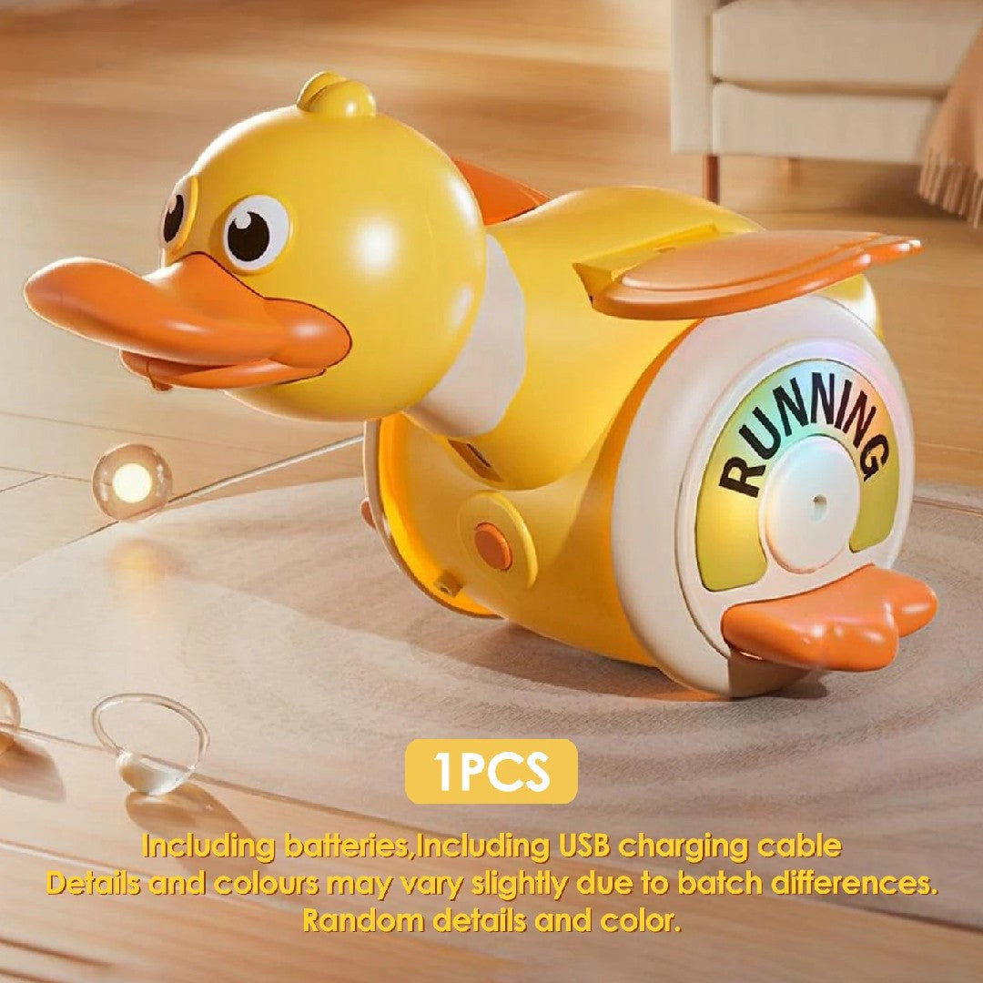 Crawling Baby with Musical Duck, Auto Obstacle Avoidance, RGB Lights, 360° Spinning, Safe for Ages 1+