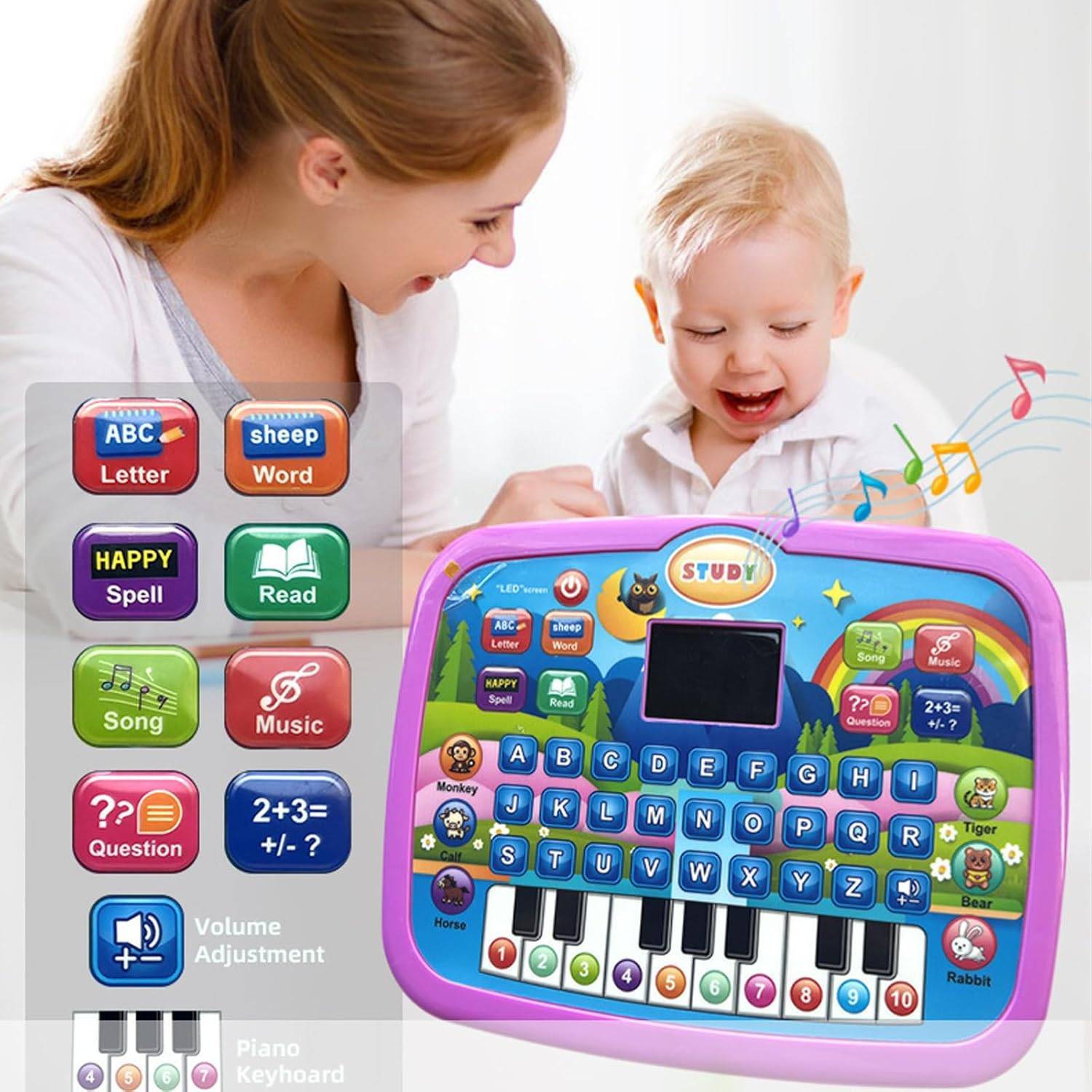 Educational Learning Tablet Toy with Sound Effects and LED Screen Safe for Ages 3+