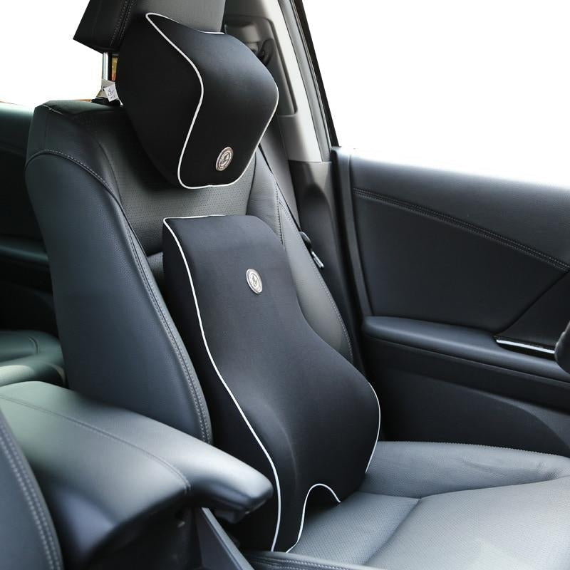 Ergonomic Memory Foam Lumbar and Neck Support Cushion Set