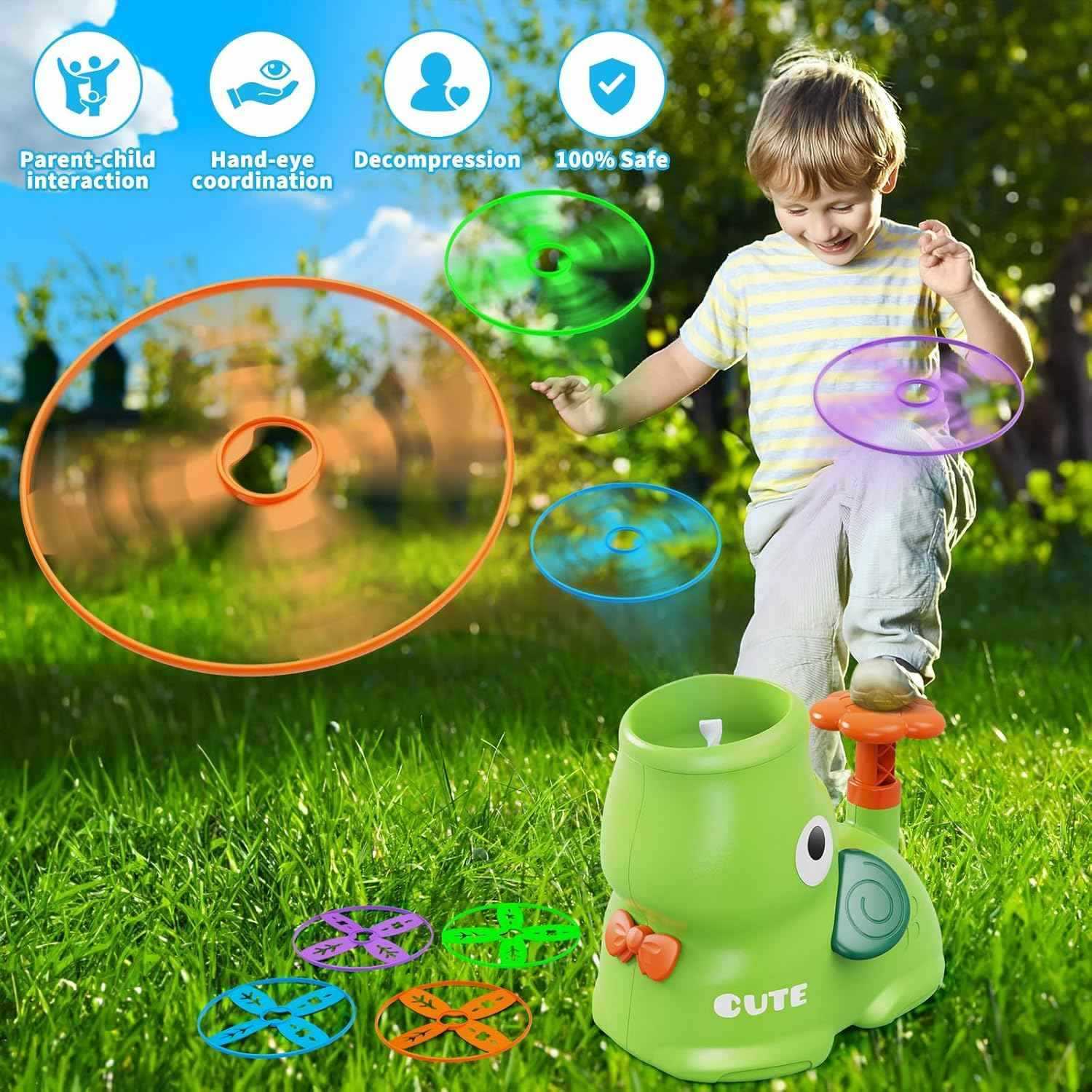 Foot Powered Flying Disc Launcher with Fun Reflex Training and Safe Durable Design for Ages 3+