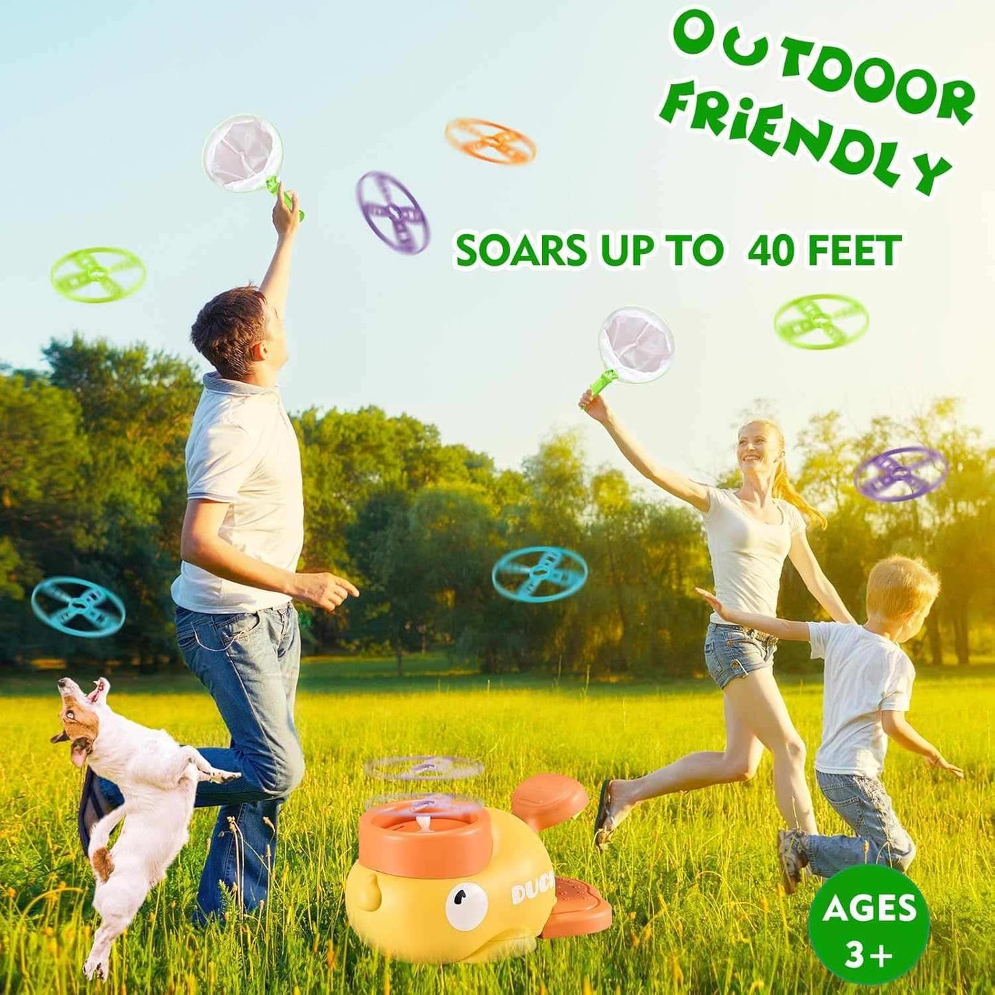 Foot Powered Flying Disc Launcher with Fun Reflex Training and Safe Durable Design for Ages 3+