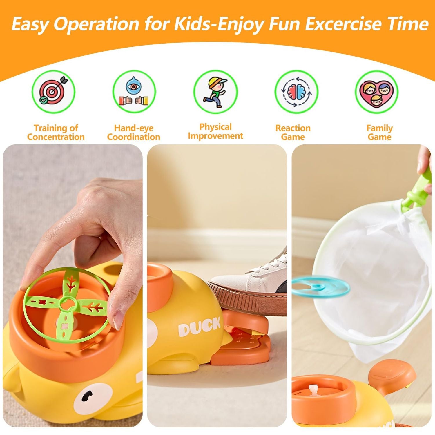 Foot Powered Flying Disc Launcher with Fun Reflex Training and Safe Durable Design for Ages 3+
