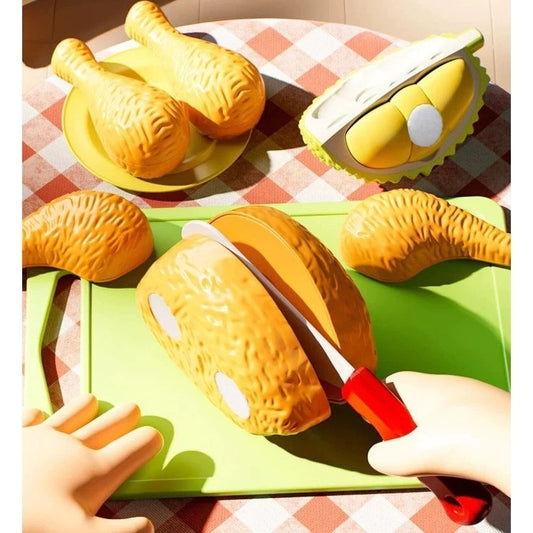 Fruit and Vegetable Cutting Toy Set with Apple-Shaped Storage Box, Easy to Carry, Safe for Ages 3+