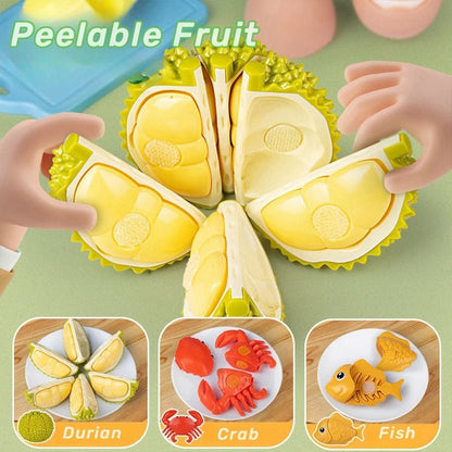 Fruit and Vegetable Cutting Toy Set with Apple-Shaped Storage Box, Easy to Carry, Safe for Ages 3+