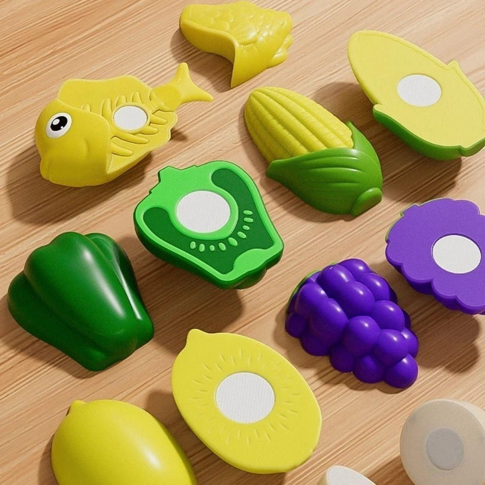 Fruit and Vegetable Cutting Toy Set with Apple-Shaped Storage Box, Easy to Carry, Safe for Ages 3+