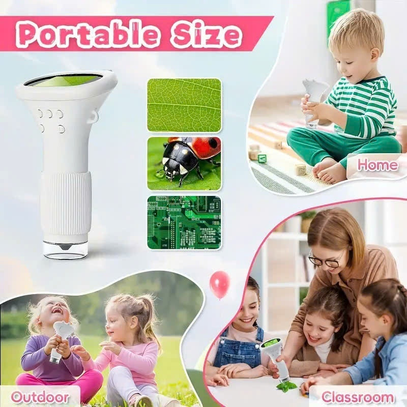 Kids Digital Microscope Handheld with 1000x Magnification, Photo & Video Capture, Safe for Ages 3+