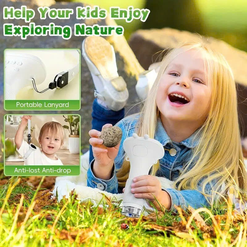 Kids Digital Microscope Handheld with 1000x Magnification, Photo & Video Capture, Safe for Ages 3+