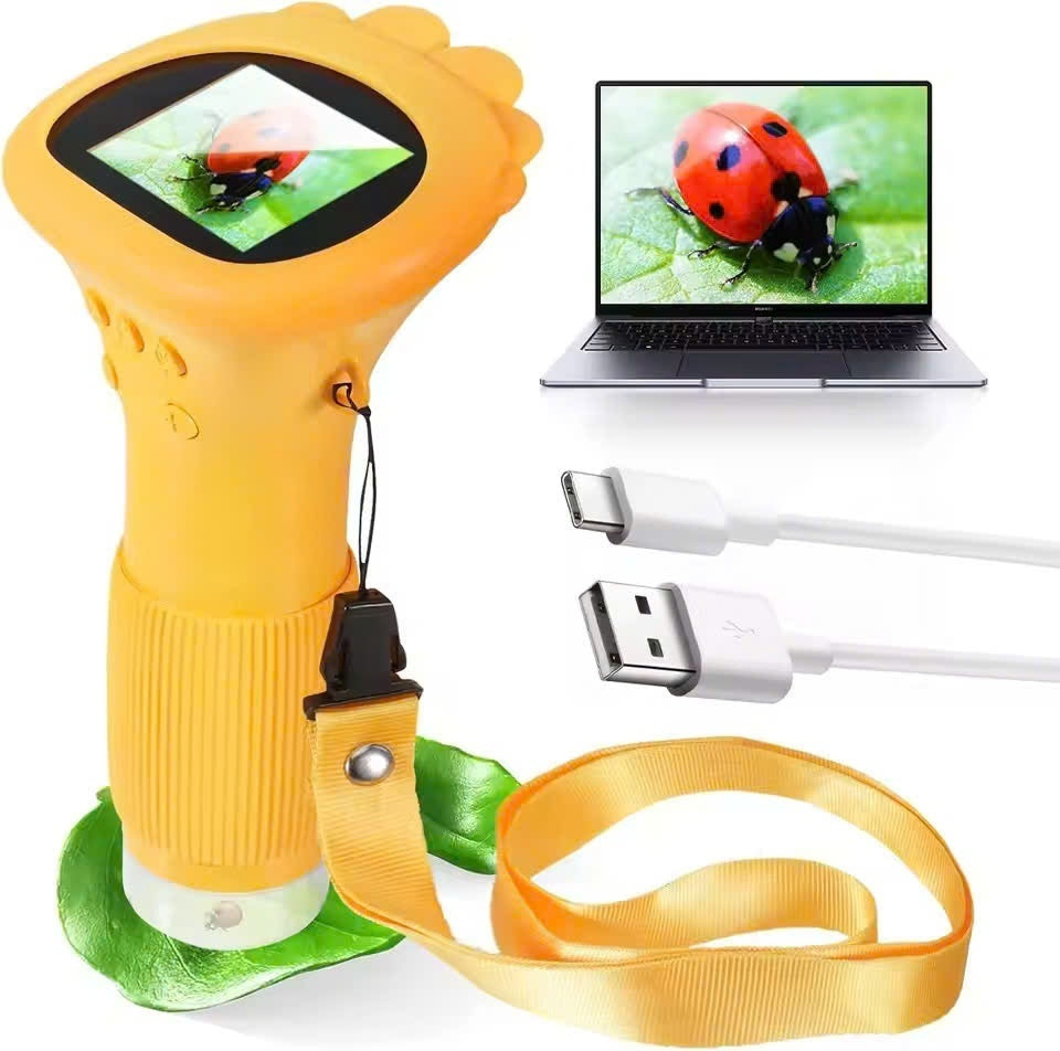 Kids Digital Microscope Handheld with 1000x Magnification, Photo & Video Capture, Safe for Ages 3+