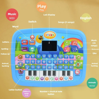 Kids’ Educational Tablet Toy with LED Screen, Sound, and Multiple Learning Modes, Safe for Ages 3+