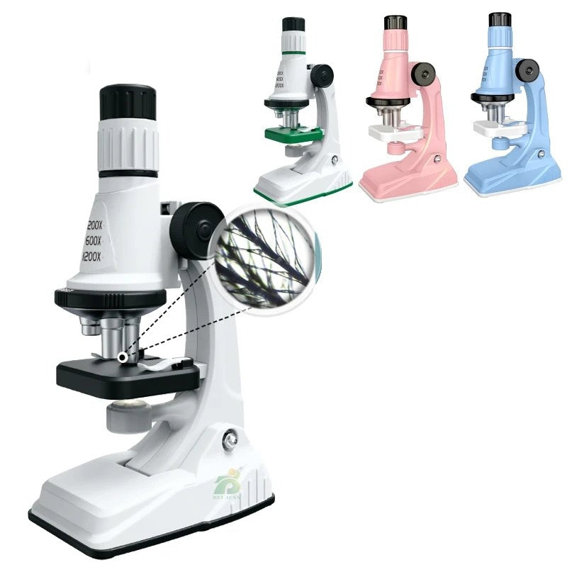 Kids Microscope, Portable Microscope Kit with LED Light and Mobile Phone Holder, Kids Beginner Educational Science Kit Toy for Kids Gift