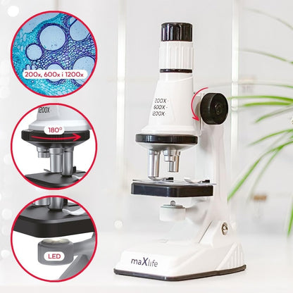 Kids Microscope, Portable Microscope Kit with LED Light and Mobile Phone Holder, Kids Beginner Educational Science Kit Toy for Kids Gift