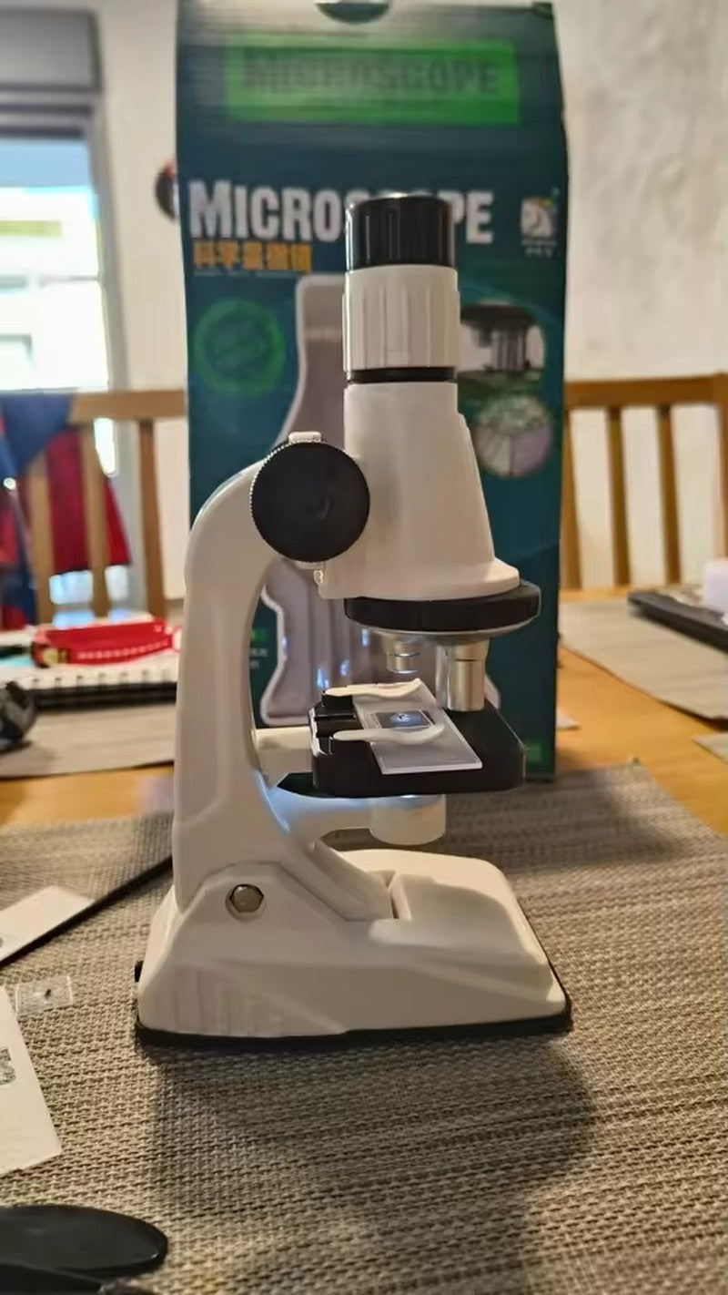 Kids Microscope, Portable Microscope Kit with LED Light and Mobile Phone Holder, Kids Beginner Educational Science Kit Toy for Kids Gift