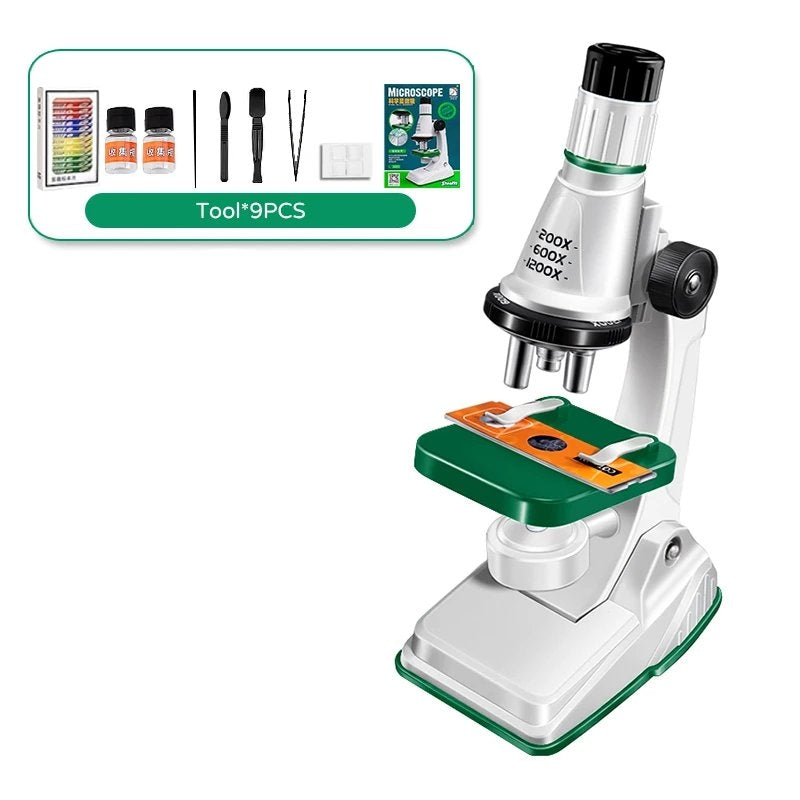 Kids Microscope, Portable Microscope Kit with LED Light and Mobile Phone Holder, Kids Beginner Educational Science Kit Toy for Kids Gift