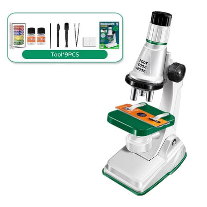 Kids Microscope, Portable Microscope Kit with LED Light and Mobile Phone Holder, Kids Beginner Educational Science Kit Toy for Kids Gift
