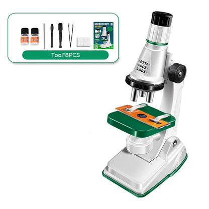 Kids Microscope, Portable Microscope Kit with LED Light and Mobile Phone Holder, Kids Beginner Educational Science Kit Toy for Kids Gift