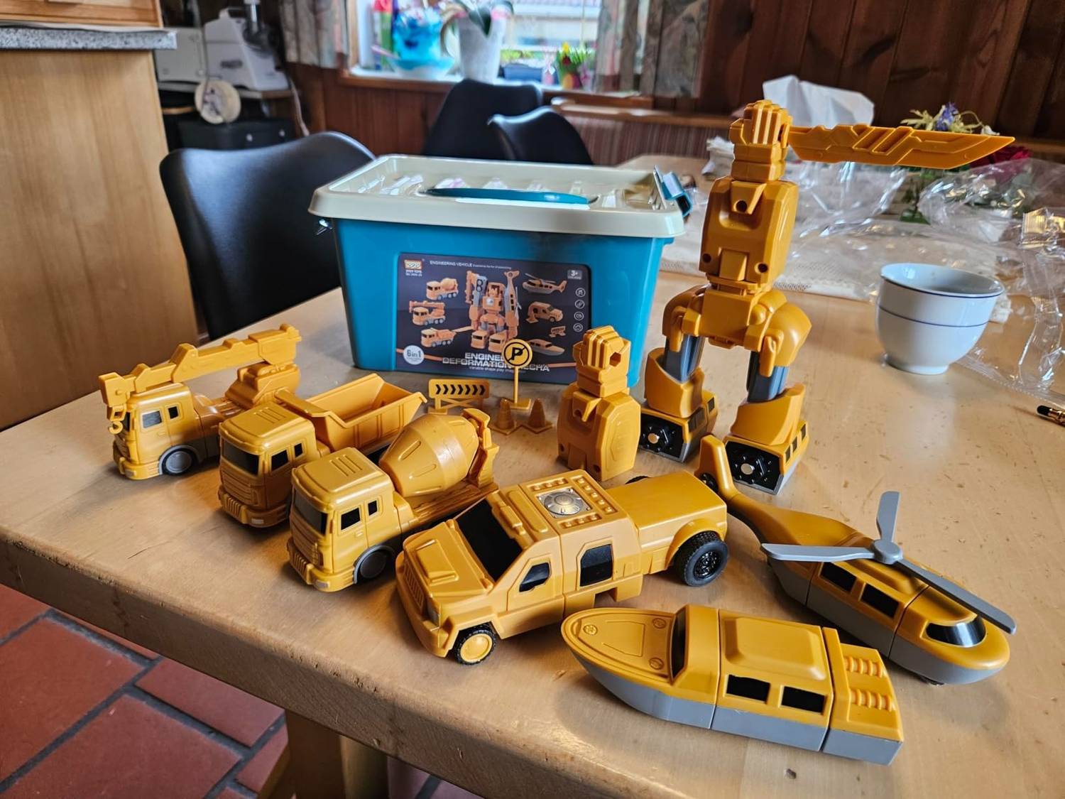 Magnetic Transforming Construction Vehicle Set, Converts into Robot, Detachable Parts, Safe for Ages 3+