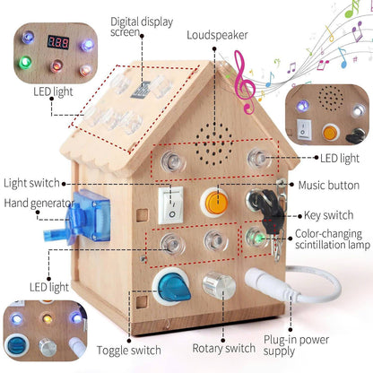 Montessori Busy House Toy with Sound, Light, Portable and Safe for Ages 3+