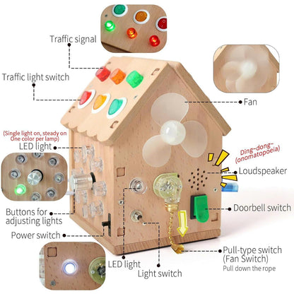 Montessori Busy House Toy with Sound, Light, Portable and Safe for Ages 3+