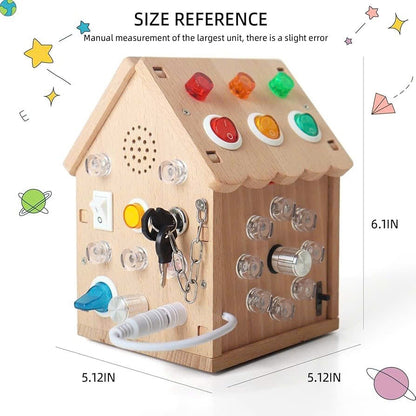 Montessori Busy House Toy with Sound, Light, Portable and Safe for Ages 3+