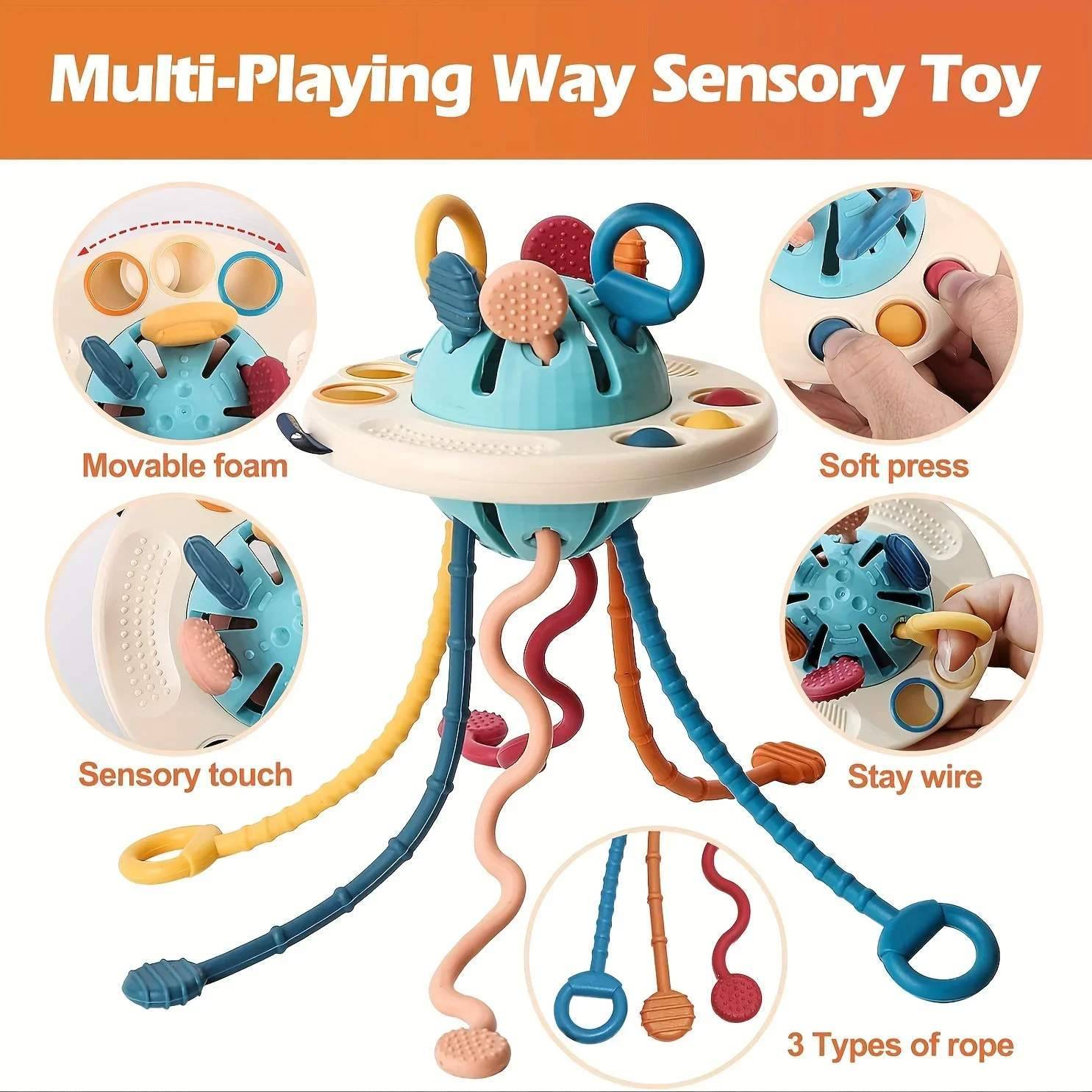 Montessori Sensory Toy with Unique UFO Design, Multi-functional Play, and Safe for Ages 6+ Months