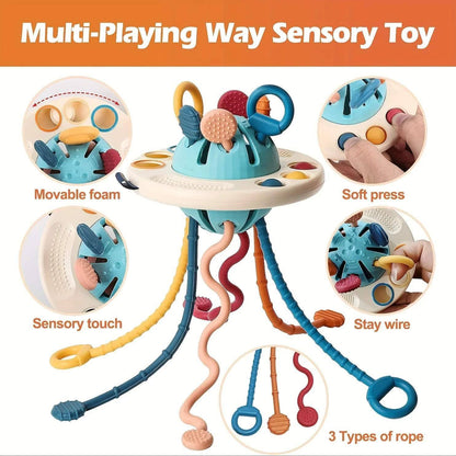 Montessori Sensory Toy with Unique UFO Design, Multi-functional Play, and Safe for Ages 6+ Months