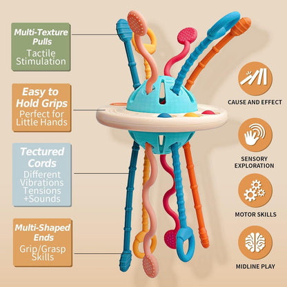 Montessori Sensory Toy with Unique UFO Design, Multi-functional Play, and Safe for Ages 6+ Months