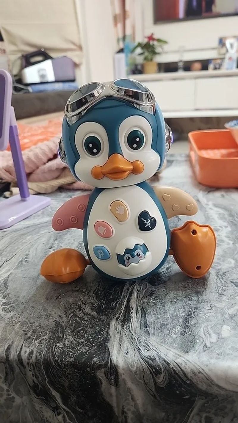 Musical Penguin Toy with Multiple Play Modes to Develop Crawling for Babies 3+ Months