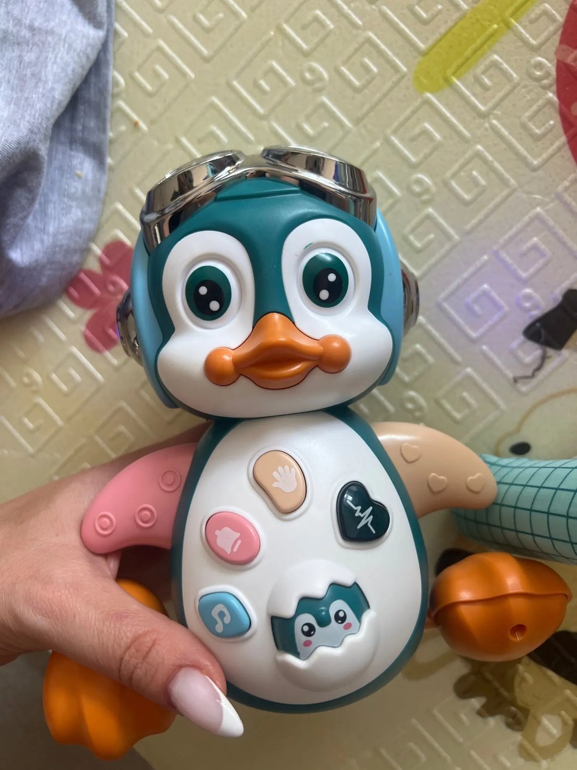 Musical Penguin Toy with Multiple Play Modes to Develop Crawling for Babies 3+ Months