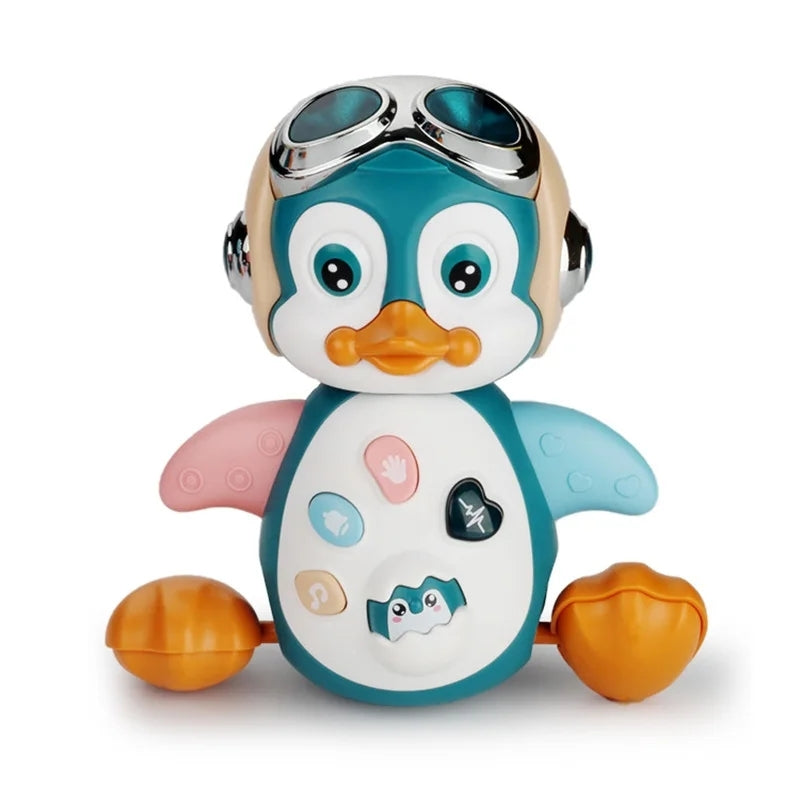 Musical Penguin Toy with Multiple Play Modes to Develop Crawling for Babies 3+ Months